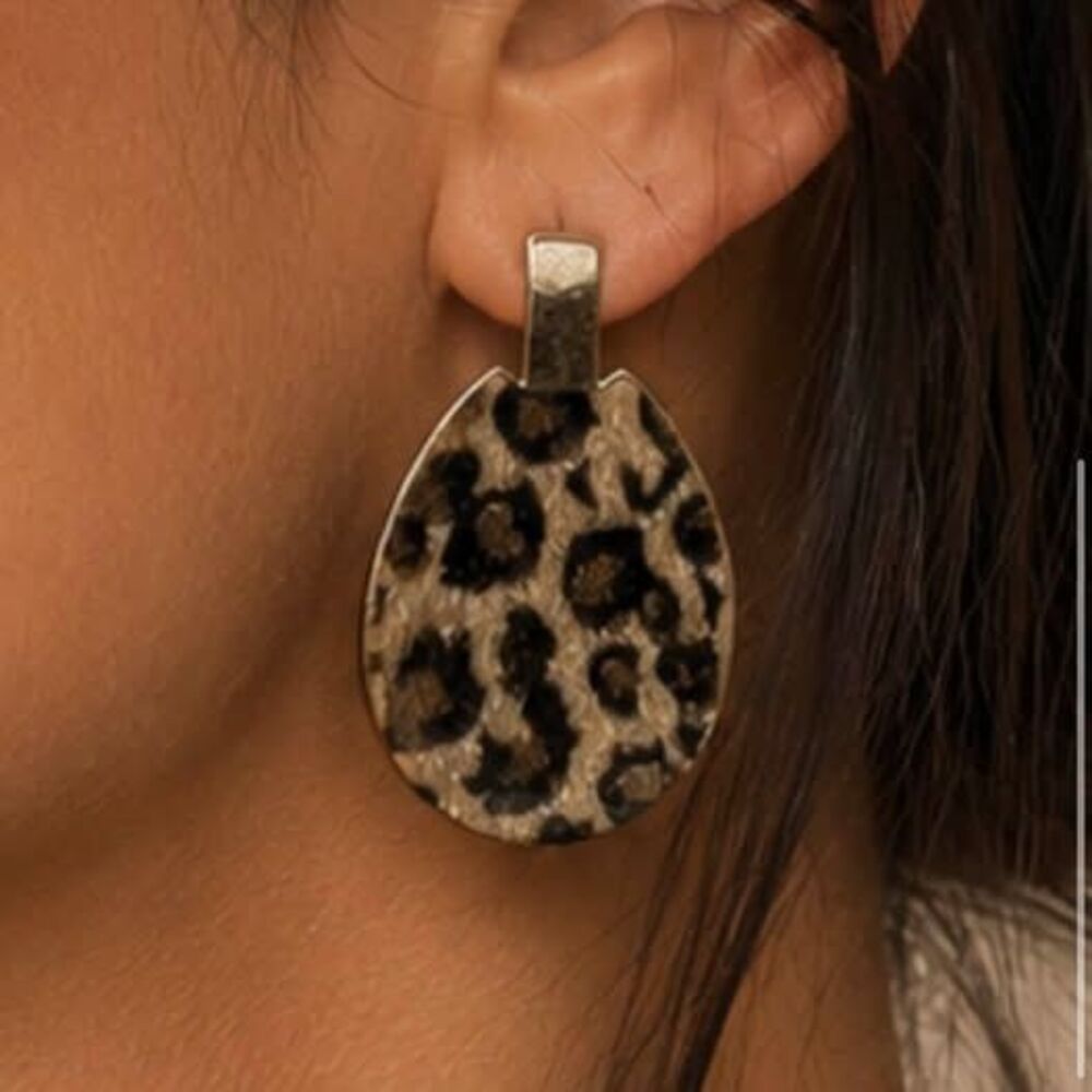 Leopard Print Teardrop Earrings